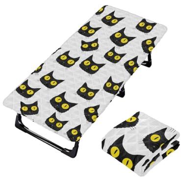 Imagem de Burbuja Lençol de berço fofo com cara de gato preto para crianças, lençol de cochilo acolchoado portátil com elástico para meninas e meninos, lavável na máquina, 63,5 x 127 cm