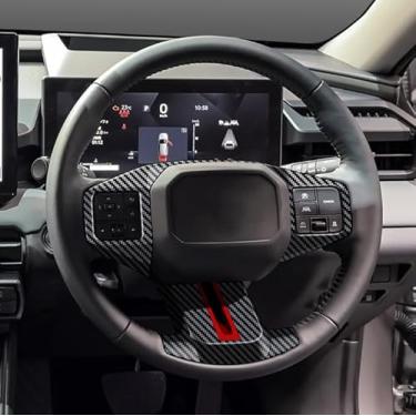 Imagem de Luyhok Capa de interruptor de volante para Toyota RAV4 2026 acessórios de carro ABS (fibra de carbono e vermelho)