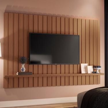 Imagem de Painel 70 Pol 200cm Suspenso Ripado Link Castanho - Hb Móveis