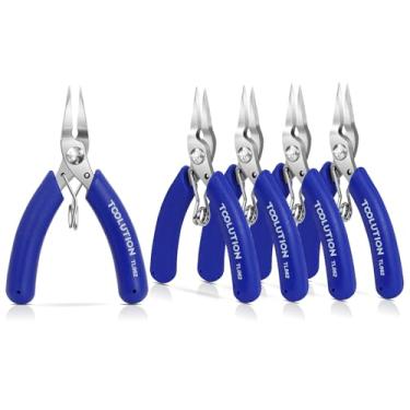 Imagem de TOOLUTION Alicates de nariz de corrente para fabricação de joias - Conjunto de 5 alicates pequenos de ponta de agulha - Alicate de nariz plano para artesanato, pulseira, brinco de miçangas