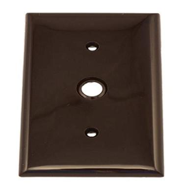 Imagem de Leviton 80718 Placa de parede de telefone/cabo com orifício de 1 gang, 0,406 polegadas, tamanho padrão, nylon termoplástico, suporte de correia, marrom