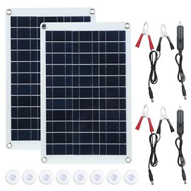 Imagem de Kit de Painel Solar Flexível 2PCS 60W Conector Alligator Carregador Carro IP65 Portátil para Uso em Casa Barco e Interio