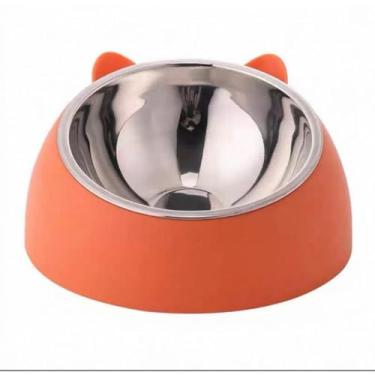 Imagem de Tigela Antiderrapante para Cães e Gatos - Aço Inoxidável Higiênico e Fácil de Limpar(LX-W68-LARANJA)