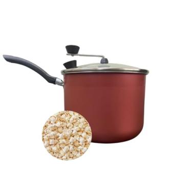 Imagem de Panela Pipoqueira Antiaderente 4,3 Litros Tampa de Vidro Alumínio 20 cm Vermelho Cereja