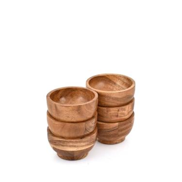 Imagem de EDHAS Conjunto de 6 tigelas de sopa – Tigelas de madeira elegantes feitas à mão para sopa, salada, cereal, lanches e sobremesas – Conjunto de jantar sustentável e elegante (10 x 10 x 5,7 cm)