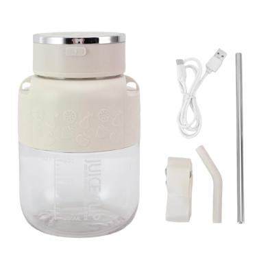 Imagem de Liquidificador espremedor portátil elétrico usb recarregável 800ml copo espremedor destacável para escritório ginásio viagem em casa material abs bateria 1300mah (Branca)