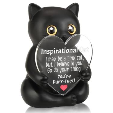 Imagem de FTONENI Decoração de mesa de incentivo de gato preto, presente de escritório inspirador para colega de trabalho, professor, enfermeira, estatueta de mesa de motivação positiva para apreciação - FDD633