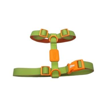 Imagem de Peitoral Acqua Wave em H, Verde e Laranja, Ajustável para Todos os Portes, Resistente à Água, Pescoço 40-66,8cm, Peito 62-107cm