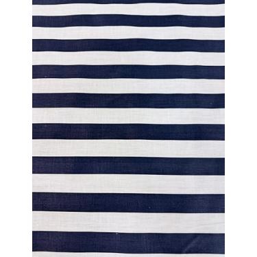 Imagem de Sedona Designz 152 cm de largura azul marinho/branco 2,5 cm listra tecido de poliéster e algodão – Tecido leve para vestuário, artesanato, decoração, capas de mesa e projetos de costura