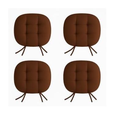 Imagem de Kit de Assentos De Cadeira Futon 40x40 - Liso Redondo Oxford Macio e Confortável com Amarração (Marrom,3)
