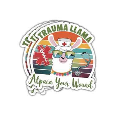 Imagem de 3 peças adesivo engraçado de trauma lhama alpaca sua ferida presente de enfermeira profissionais de saúde para médicos trauma lhama alpaca adesivos de carro trauma para laptop, garrafa, caderno, caixa