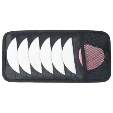 Imagem de CREATCABIN Porta-CD de carro preto organizador de armazenamento de viseira de veículo com 12 capas de armazenamento de DVD, 1 bolso de malha, 1 suporte de caneta e alça elástica multifuncional