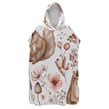 Imagem de Poncho de surfe plus size para adultos trocador de roupas de banho com capuz bonito esquilo floresta marrom ponchos de praia para homens