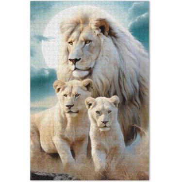 Imagem de Quebra-cabeça adulto leão e leoa 1000 peças arte animal decoração paisagem quebra-cabeças jogo quebra-cabeça presentes