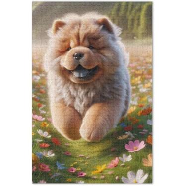 Imagem de Quebra-cabeças florais para cães Chow Chow da primavera, 1000 peças, adultos, animais, flores, arte, família, diversão, jogos, presentes tecnológicos, 75 x 40 cm