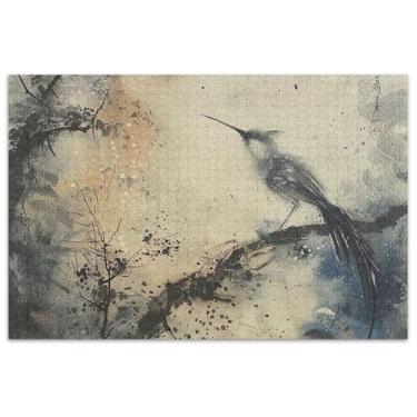 Imagem de Quebra-cabeça de pintura com tinta de pássaro para adultos, 1000 peças, natureza, família, brinquedo, arte, mordaça, presente, quebra-cabeça, presentes para jogo de elefante branco