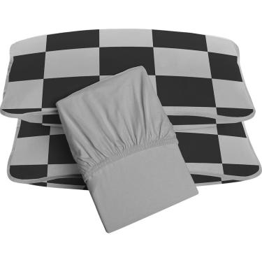 Imagem de Jogo de Cama Tecebem Casal Malha 100% Algodão Eric 3 peças Premium Cinza