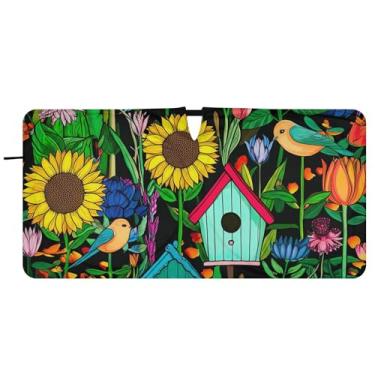 Imagem de Guarda-sol de carro de jardim vibrante colorido personalizado para para-brisa protetor solar dobrável fofo para impressões de animais do para-brisa dianteiro do carro, 81 cm x 157 cm