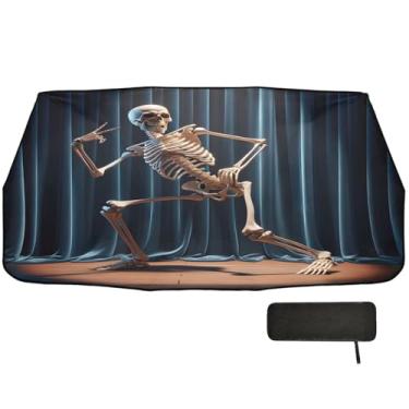 Imagem de Guarda-sol com pose legal esqueleto para para-brisas de carro proteção de isolamento térmico dobrável para para-brisas de carro 147 x 75 cm