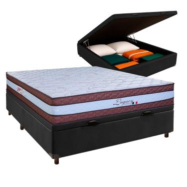 Imagem de Cama Box Bau + Colchão Casal Molas Ensacadas Legaccy Paropas