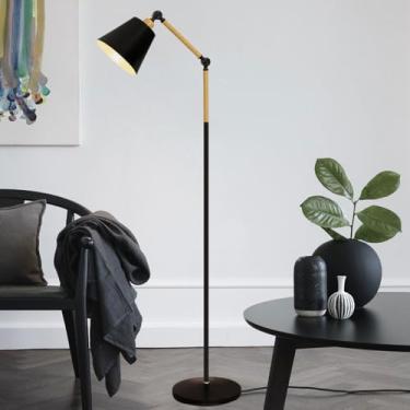 Imagem de Luminária de chão nórdica ajustável com cúpula giratória de ferro - 160 cm/62,99 pol. Design clássico moderno, lâmpada não incluída.