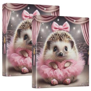 Imagem de Adorável Hedgehog Ballerina com 3 anéis de 3 cm comporta 200 folhas fofas pastas de portfólio floral anel redondo fichário de escritório, 31,5 x 27 x 6 cm, 1 pacote
