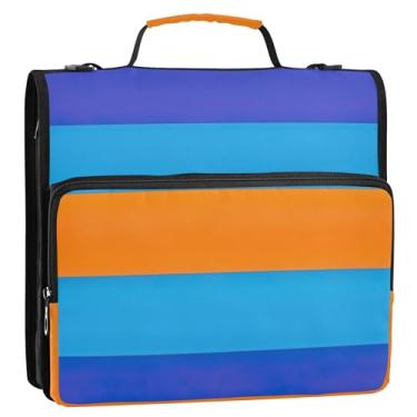 Imagem de Fichários personalizados com 3 anéis, anel D de 3,8 cm, bandeira multigênero, LGBTQ, organizador com zíper, vários bolsos, pastas de portfólio grande com alça bolsa escolar