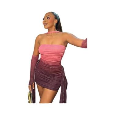 Imagem de Vestido Sexy Transparente Com Pregas Para Mulheres, Estilo Coquette, R