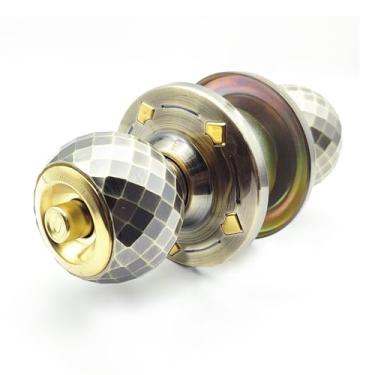 Imagem de YUHOME Maçaneta de porta de liga de alumínio resistente com fecho de esfera com 3 chaves para quarto, banheiro, sala de aula, despensa, fechadura de porta de madeira, fácil instalação, maçaneta de