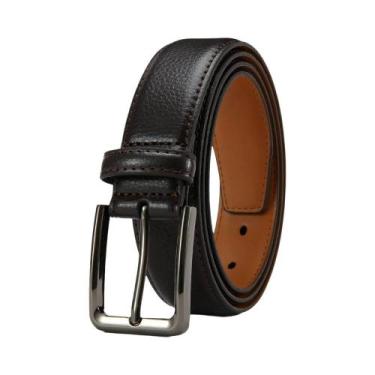 Imagem de Cinto Masculino Grande Com Fivela De Metal Automática Em Couro Legítim