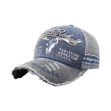 Imagem de Boné de beisebol retrô lavado, feito velho e chapéu de sol ajustável -