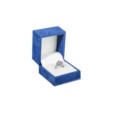 Imagem de 2 peças Caixa de anel de veludo caixas de anel de noivado caixa de presente de joias premium azul para casamento, Natal, aniversário