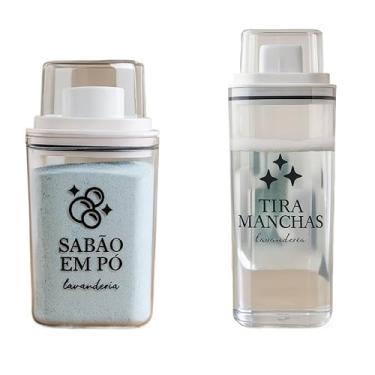 Imagem de Dispenser Organizador Lavanderia 2,3 litros ou 1,5 Litros Acrílico - Amaciante, Sabão em Pó e Liquido, Tira Manchas(P+G Sabão em Pó/Tira Manchas)