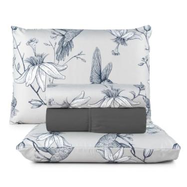 Imagem de Jogo de Cama Casal 4 Peças Micropercal 200 Fios Toque Aveludado com Elástico e Fronhas(Cairo,Casal)