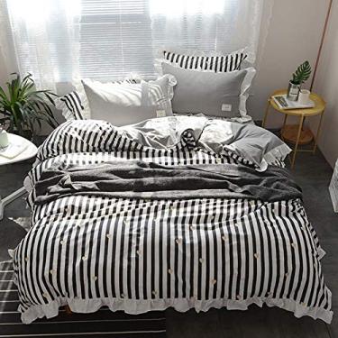 Imagem de Capa de edredom listrada para o inverno, quente, 7, tamanho solteiro, 3 peças (13 Queen Size 4 peças)