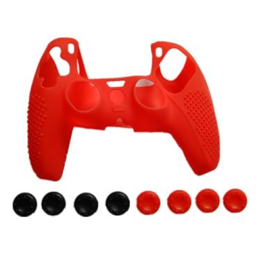 Imagem de Gedosic Capa antiderrapante para controle PS5, capa protetora de silicone para PlayStation 5 com aberturas de aperto de polegar (vermelho camuflado)