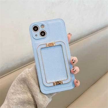 Imagem de IRTGFG Capa de suporte dobrável de metal e couro de luxo para iPhone 16 Pro, capa de silicone à prova de choque (para iPhone 16 Pro/6)