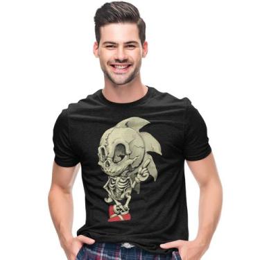 Imagem de Camiseta Sonic Esqueleto Sega Video Game Sega 100% Algodão, Preto, GG