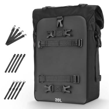 Imagem de Luocute Bolsa Traseira para Motocicleta, Mochila de Bagagem de Viagem de Grande Capacidade Design Versátil Com Alça Ajustável, para Aventuras de Motocicleta, Deslocamentos Diários e (Preto 20L)