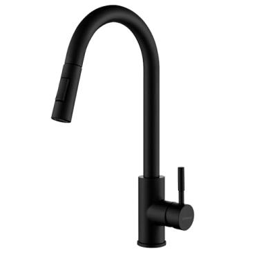 Imagem de Torneira Monocomando de Cozinha Gourmet Pia Bancada com Bico Pull Down Extensível 360º Flexível Aço Inox 304 Preta Brinovar