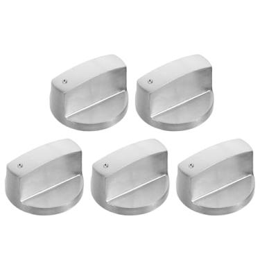 Imagem de TEHAUX Puxador de fogão a gás de 5 peças - Placa de substituição para fogão, alça rotativa, maçanetas de queimador de metal para fogões de cozinha, fogão a gás, forno, fogão