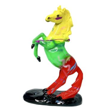 Imagem de Escultura De Cavalo | Estatueta De Animal Em Resina Para Colecionadores | Escultura Colorida De Cavalo Para Mesa | Para Quarto Escritório Berçário Cabeceira Prateleira Estantes Parapeitos De Janela