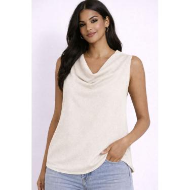 Imagem de Blusa Feminina Decote Degagê Sem Mangas Elegante