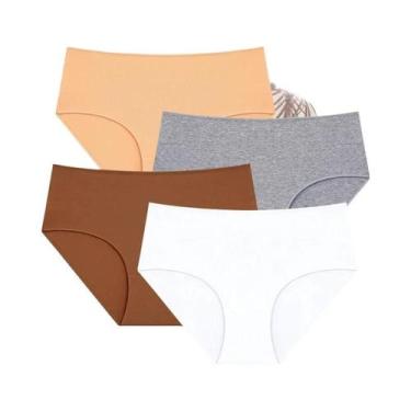 Imagem de Calcinhas De Algodão plus Size Para Mulheres, Cintura Média, 4 Peças, 