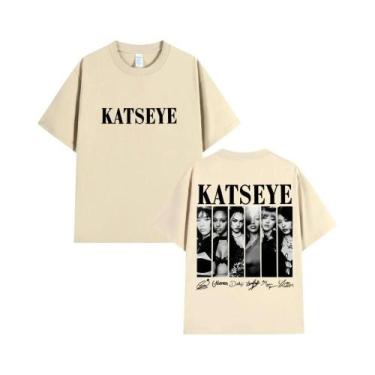 Imagem de Camisetas Gráficas Oversized Estilo Vintage Coreano Katseye Moda Kpop 