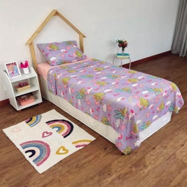 Imagem de Jogo de Cama Infantil Menina Barbie 2 Peças Lilás 150 Fios Lepper