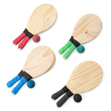 Imagem de Kit Raquete de Frescobol com bolinha  Par Raquete - Preto - Nacional