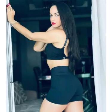 Imagem de Short em poliamida emilia batista cross cintura alta , Preto, M