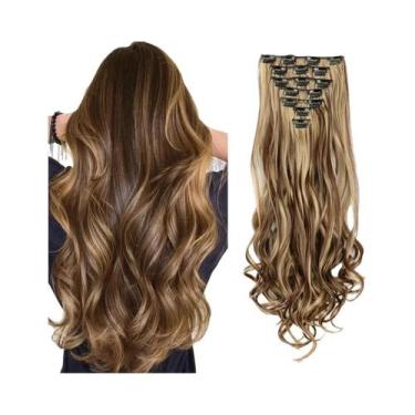 Imagem de Extensões De Cabelo Sintético Cacheado Longo De 22 Polegadas Com Clipe