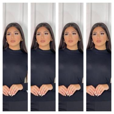 Imagem de Kit 4 blusa feminina cacharrel com manga longa - GK TODA BELA, Preto, 